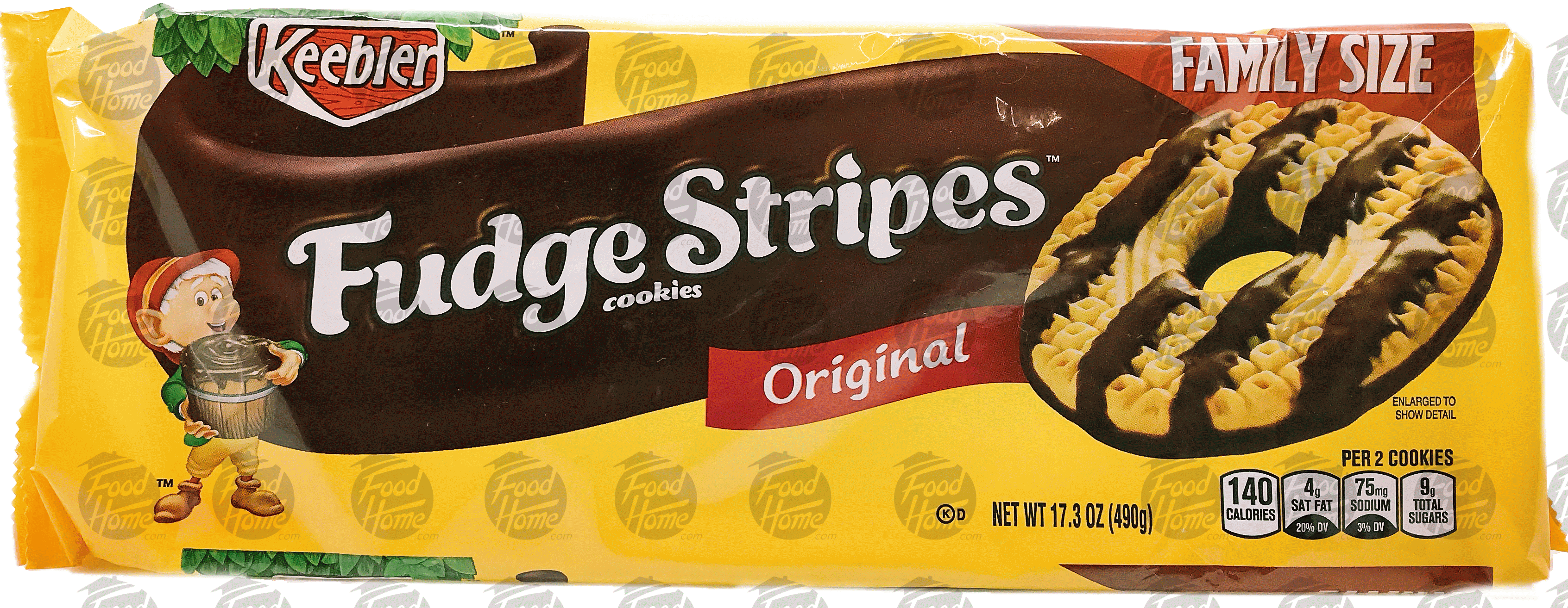 Keebler Family Size original fudge stripes cookies, wrapper Full-Size Picture